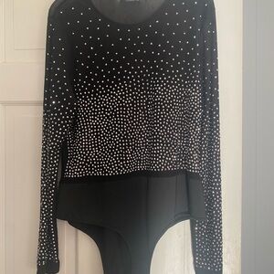 Chic Black Studded Bodysuit